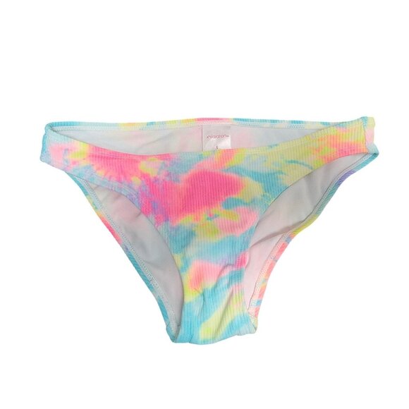 Tie-Dye Ribbed Bikini Bottoms Womens Size S Vibrant Pastel Colors Swimwear Soft - Picture 1 of 9